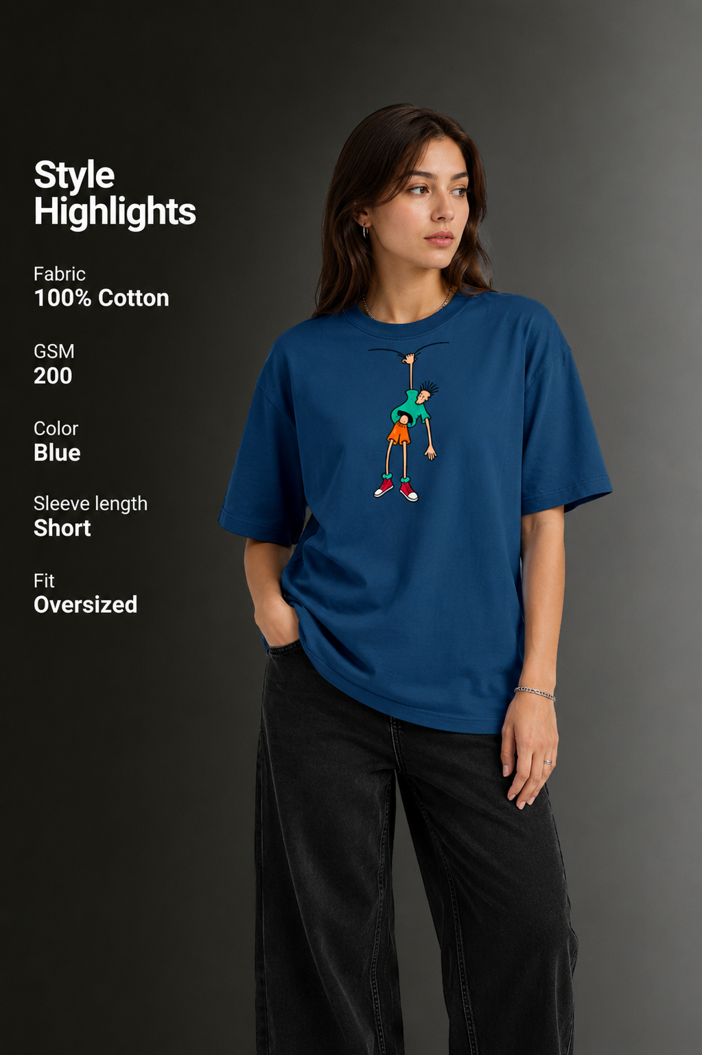 Women Drop Shoulder Front Printed T-Shirt | OUTPUFF