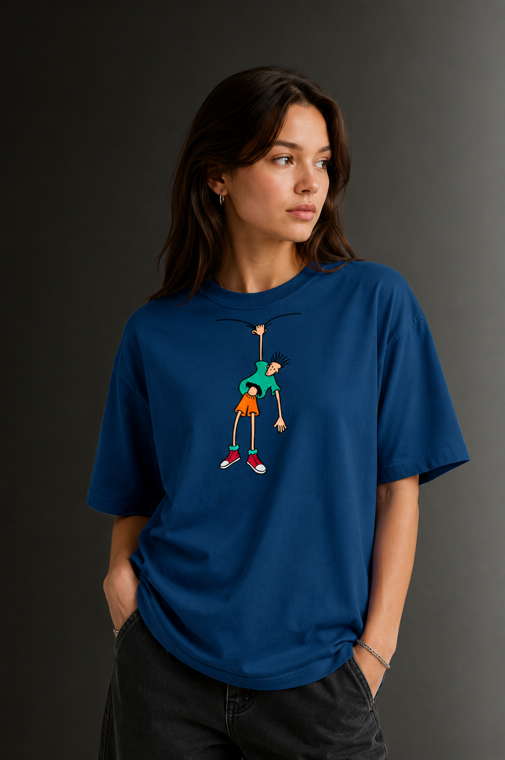 Women Drop Shoulder Front Printed T-Shirt | OUTPUFF