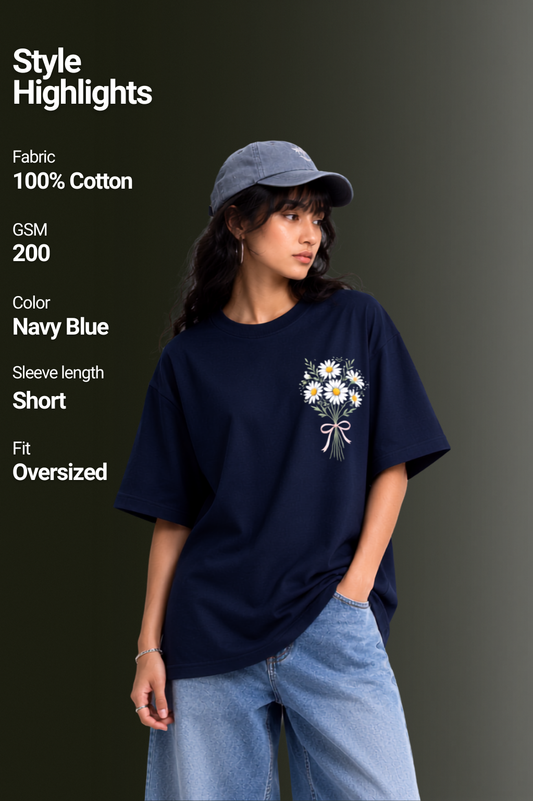 Women's Front & Back Printed Drop Shoulder T-Shirt | OUTPUFF