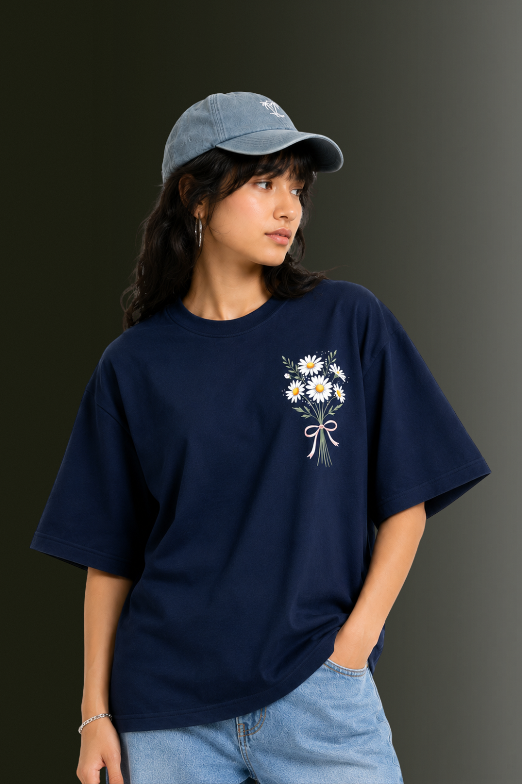 Women's Front & Back Printed Drop Shoulder T-Shirt | OUTPUFF