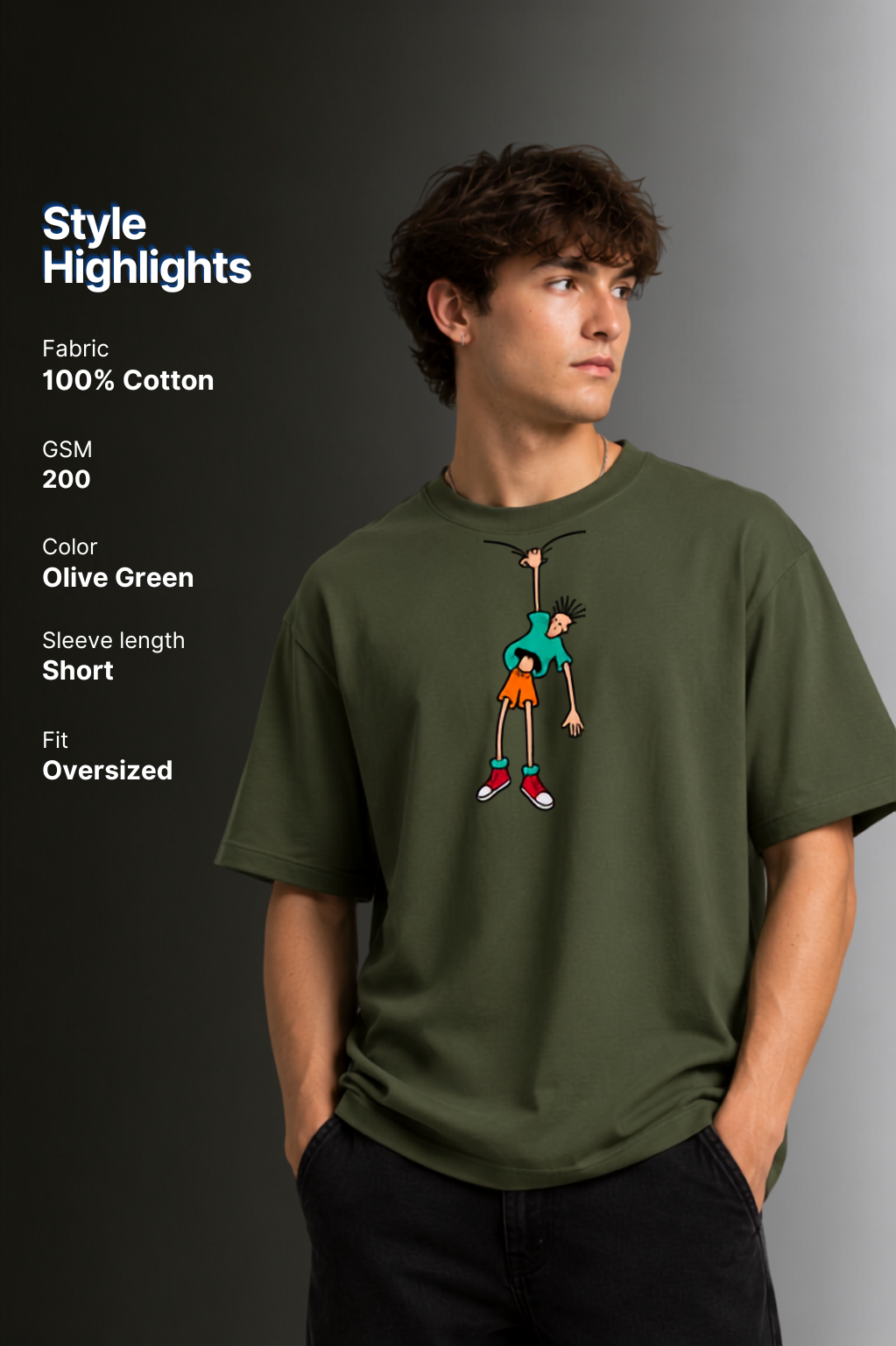 Men's Drop Shoulder Front Printed T-Shirt | Graphic Tee | OUTPUFF