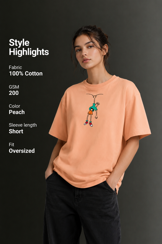 Women Drop Shoulder Front Printed T-Shirt | OUTPUFF