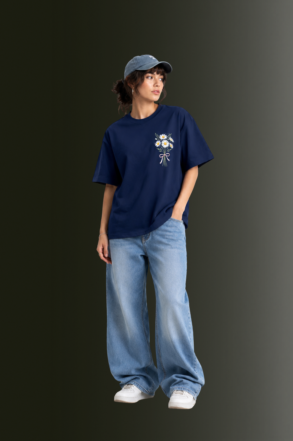 Women's Front & Back Printed Drop Shoulder T-Shirt | OUTPUFF