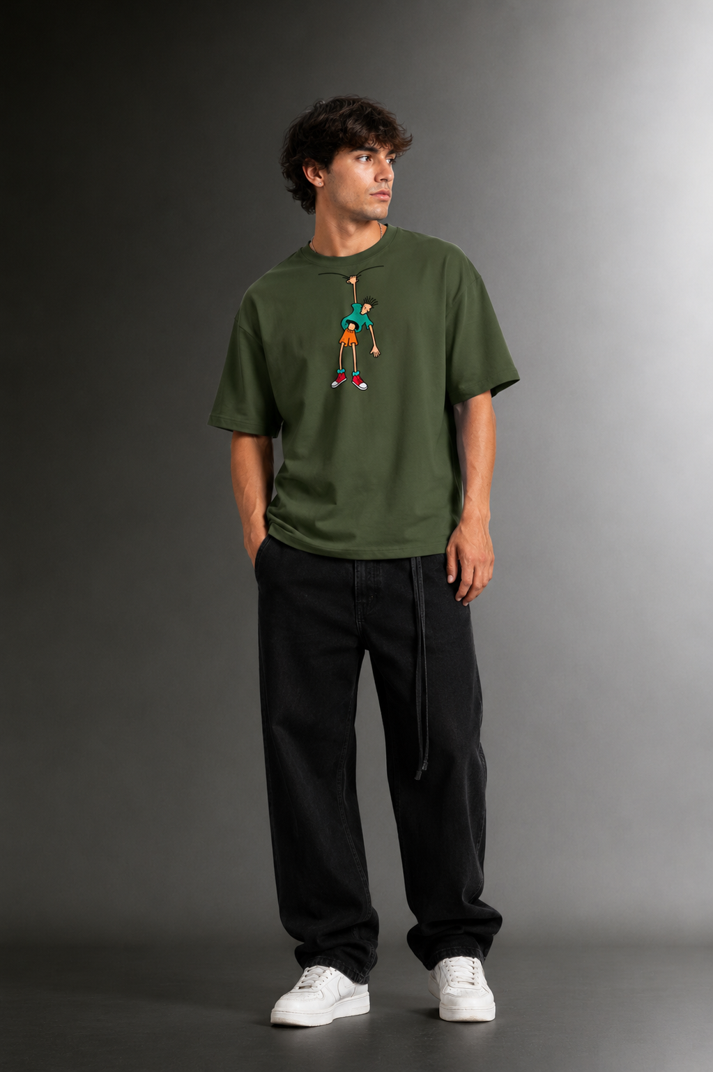 Men's Drop Shoulder Front Printed T-Shirt | Graphic Tee | OUTPUFF