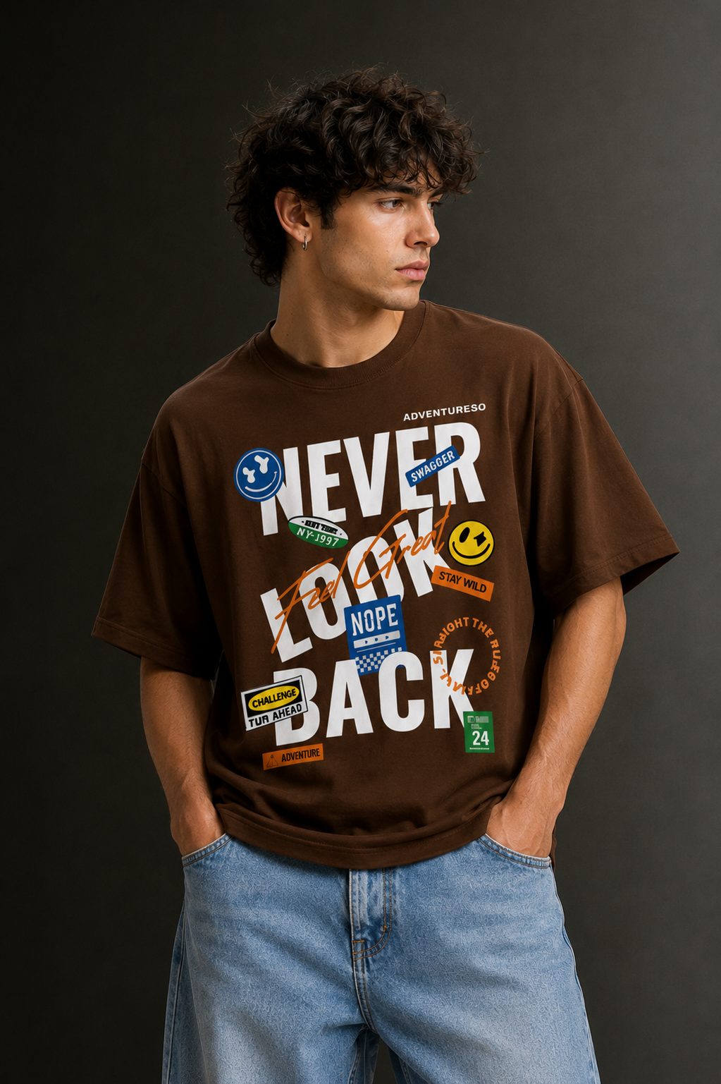 Men's Drop Shoulder Front Printed T-Shirt | Graphic Tee | OUTPUFF