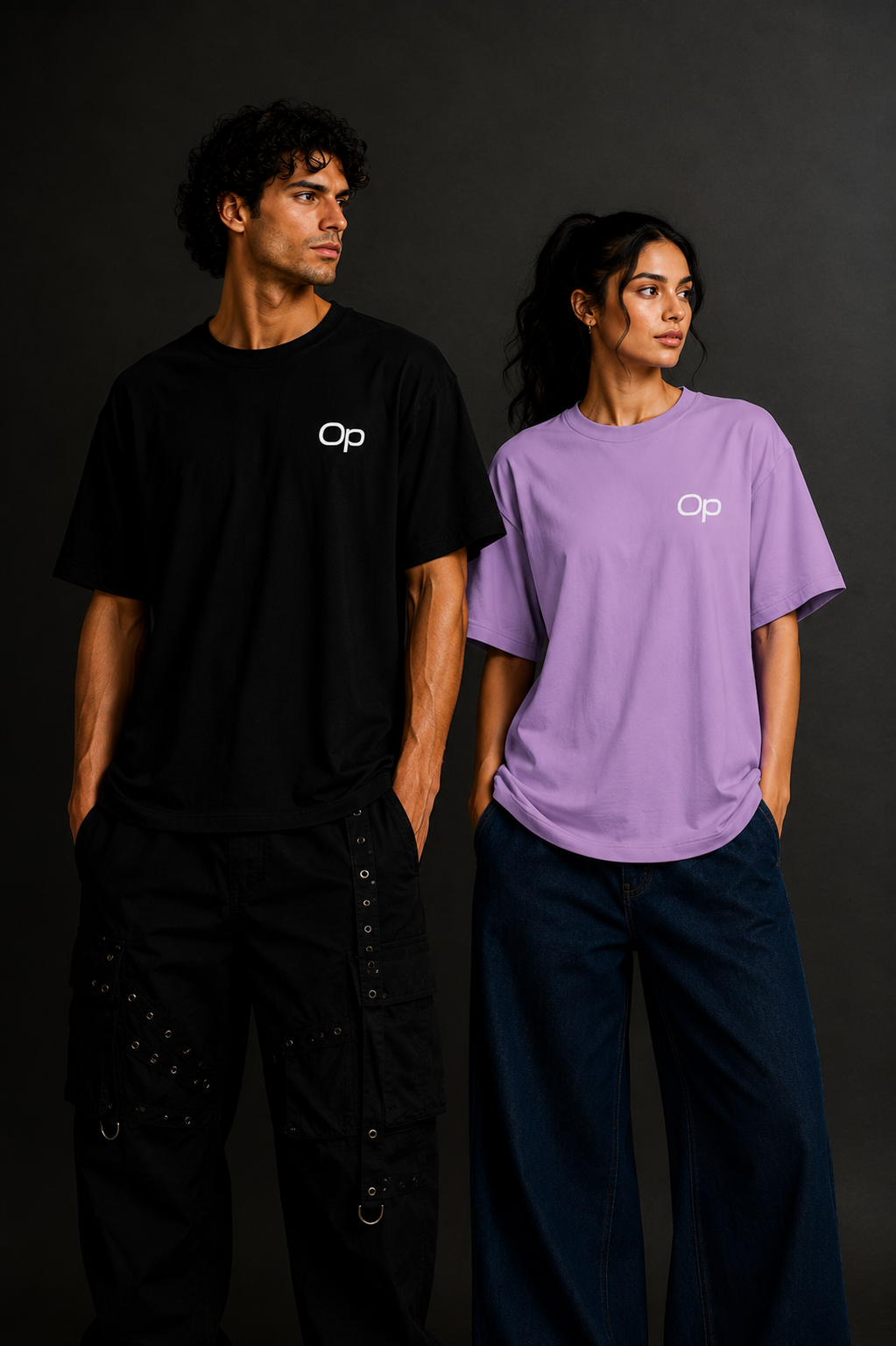 Couple Plain Drop Shoulder T-Shirt | OUTPUFF