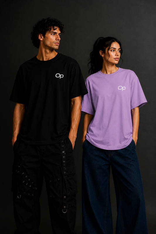 Couple Plain Drop Shoulder T-Shirt | OUTPUFF