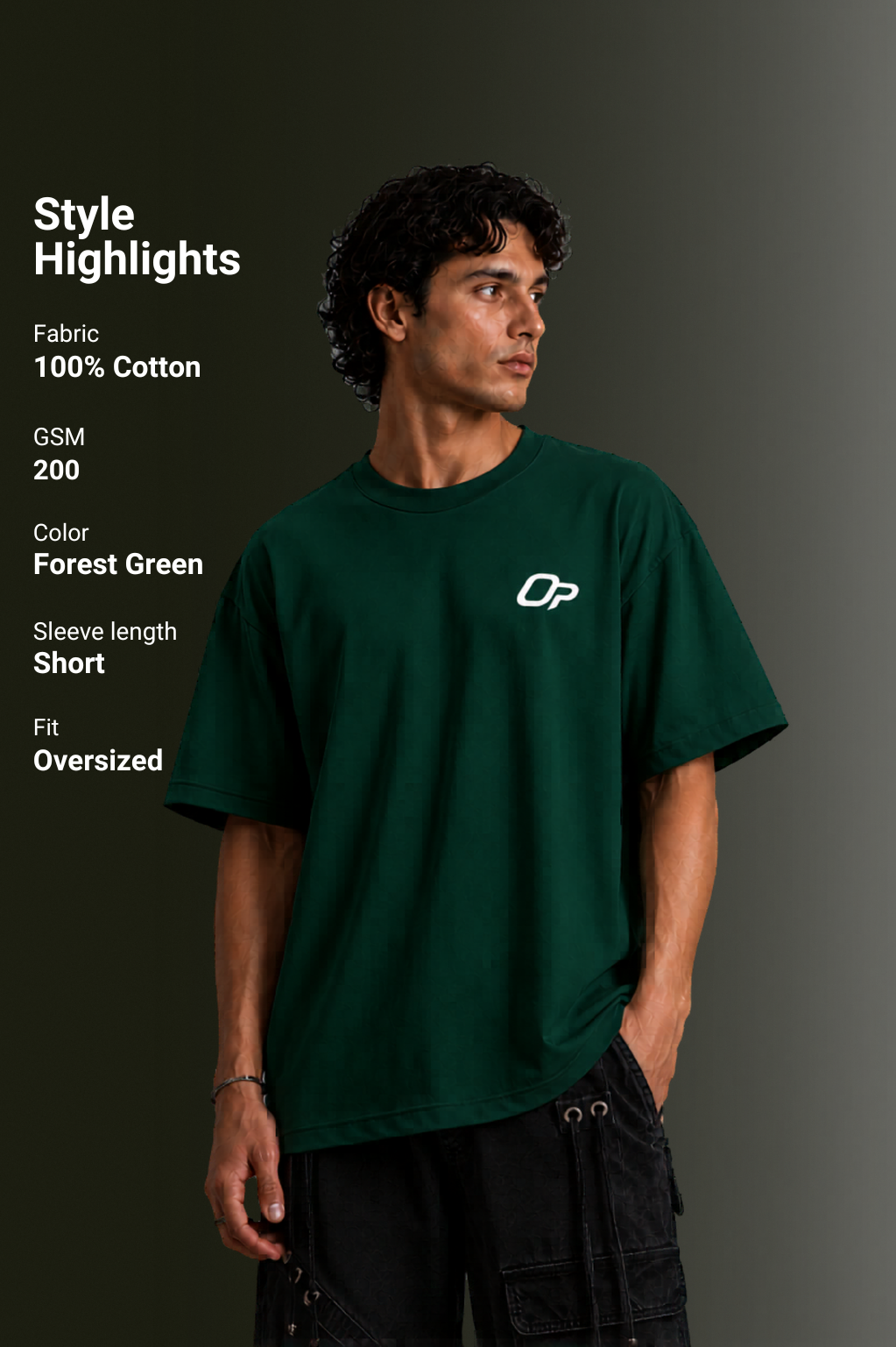 MENS DROP SHOULDER (FOREST GREEN)
