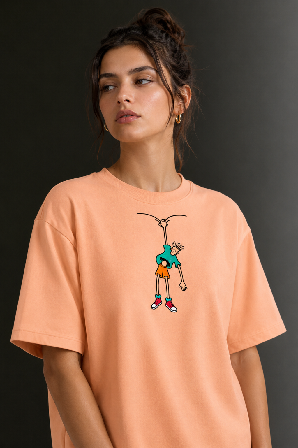 Women Drop Shoulder Front Printed T-Shirt | OUTPUFF