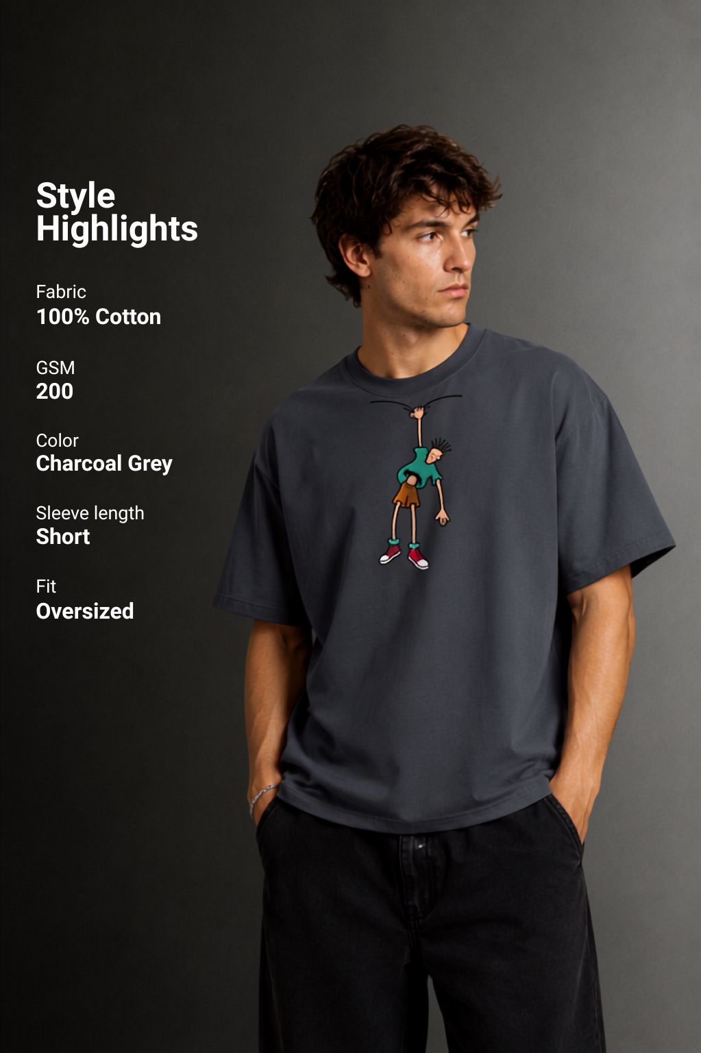 Men's Drop Shoulder Front Printed T-Shirt | Graphic Tee | OUTPUFF