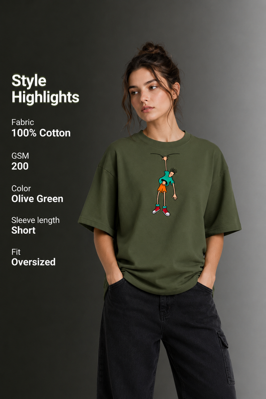 Women Drop Shoulder Front Printed T-Shirt | OUTPUFF