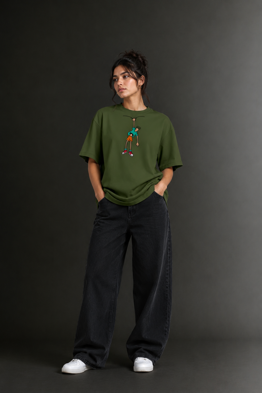 Women Drop Shoulder Front Printed T-Shirt | OUTPUFF