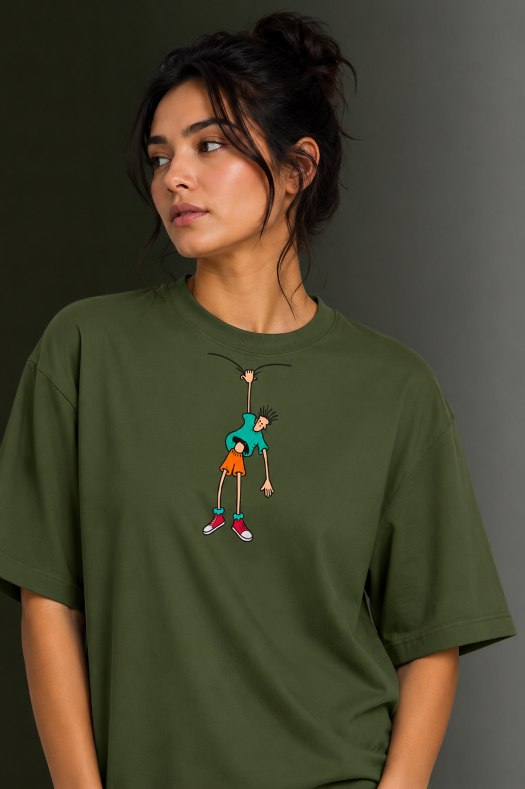 Women Drop Shoulder Front Printed T-Shirt | OUTPUFF