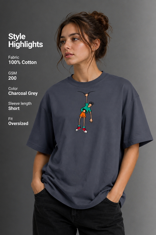 Women Drop Shoulder Front Printed T-Shirt | OUTPUFF