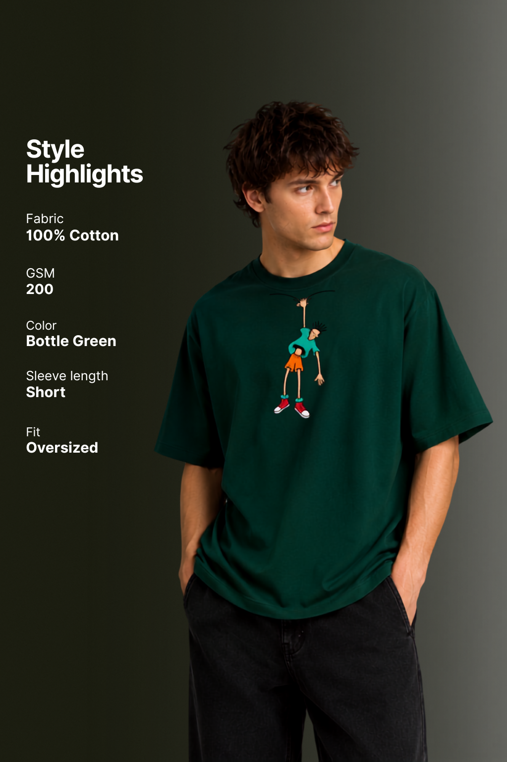Men's Drop Shoulder Front Printed T-Shirt | Graphic Tee | OUTPUFF