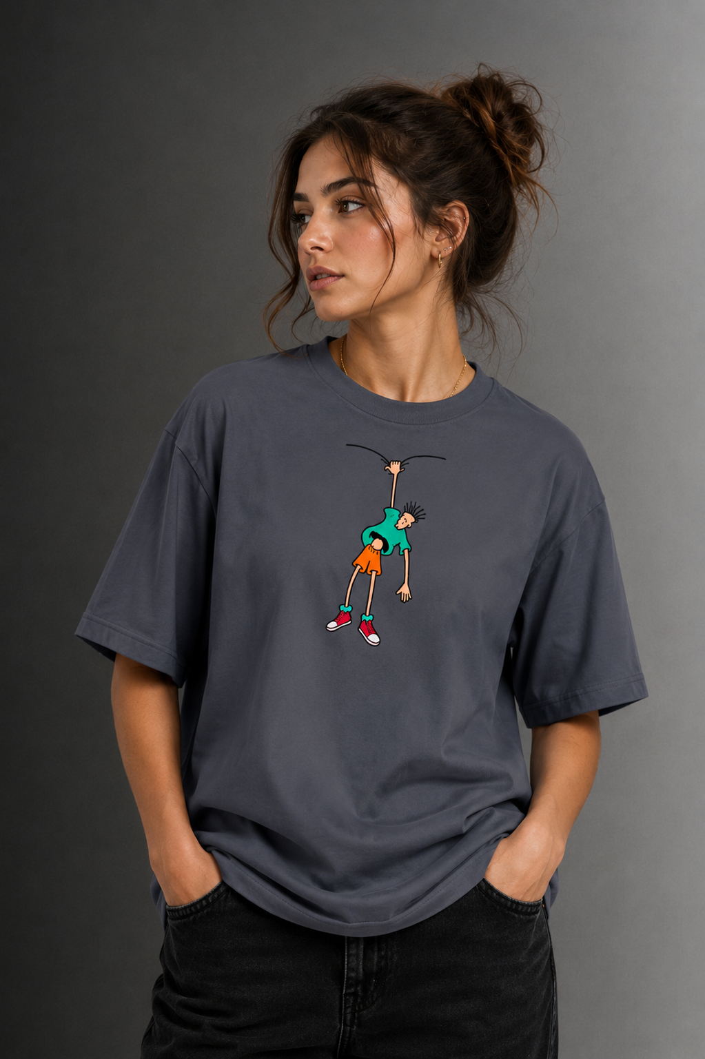 Women Drop Shoulder Front Printed T-Shirt | OUTPUFF