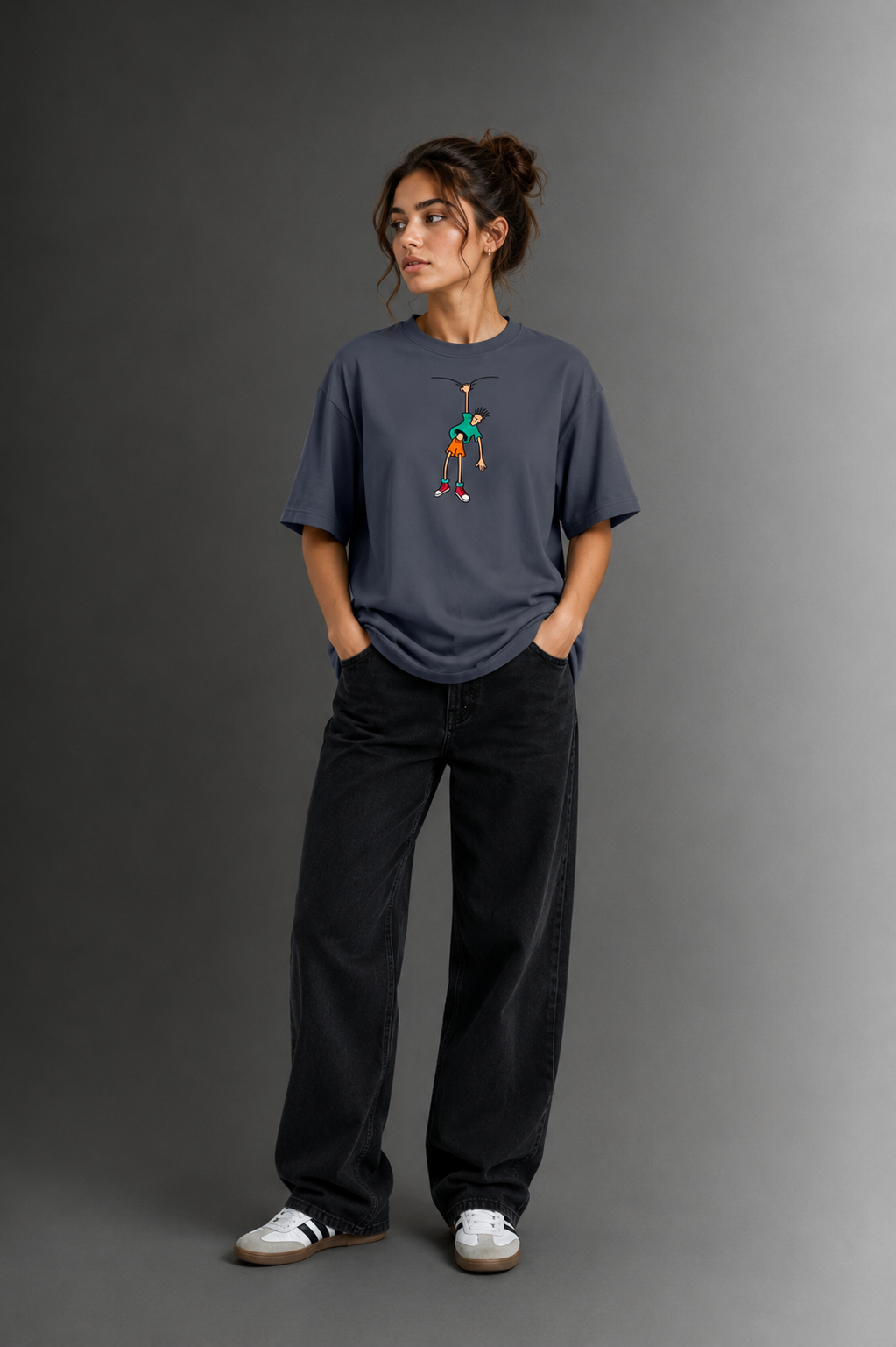 Women Drop Shoulder Front Printed T-Shirt | OUTPUFF