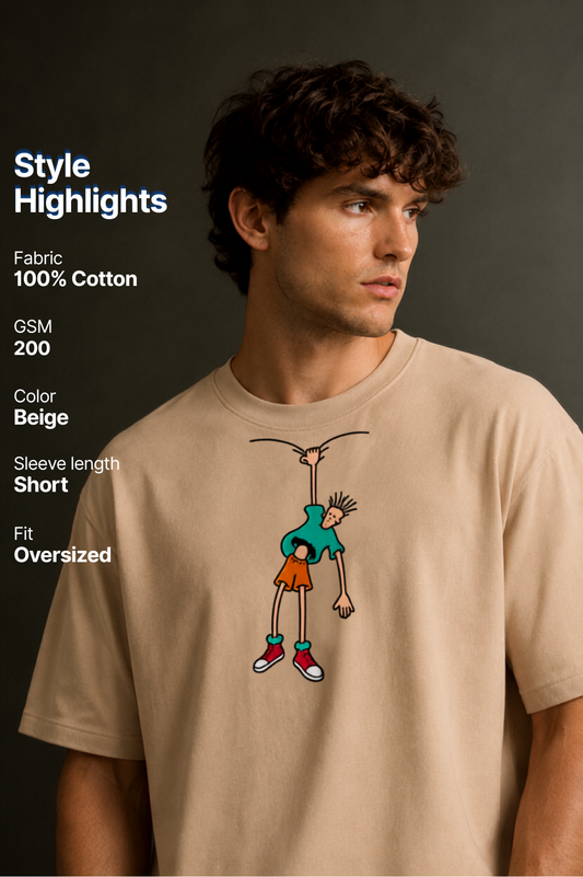 Men's Drop Shoulder Front Printed T-Shirt | Graphic Tee | OUTPUFF