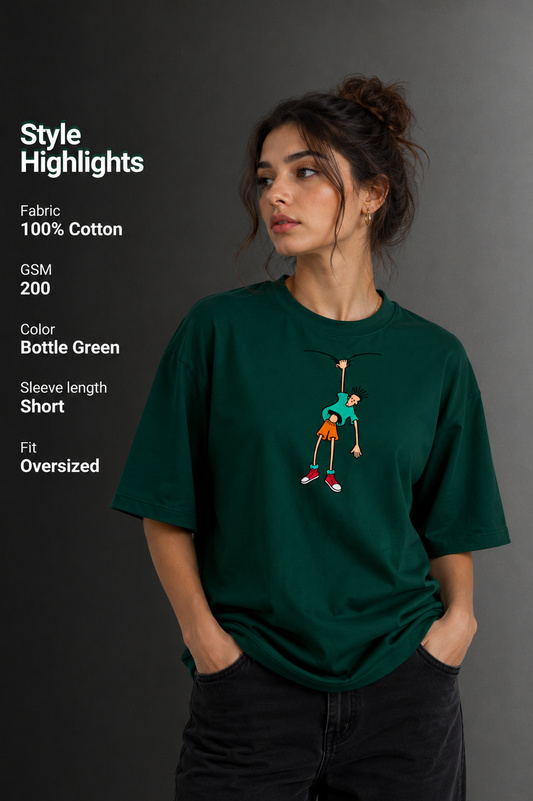 Women Drop Shoulder Front Printed T-Shirt | OUTPUFF