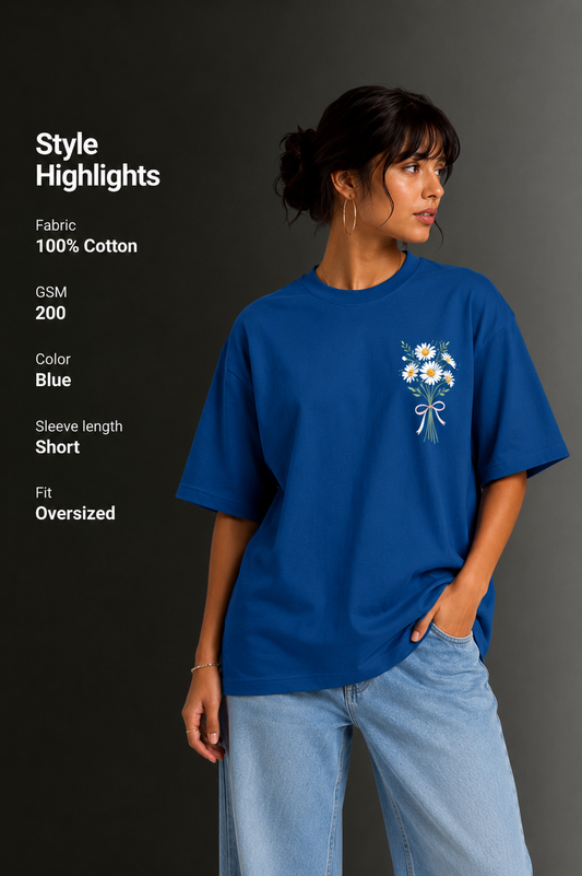 Women's Front & Back Printed Drop Shoulder T-Shirt | OUTPUFF