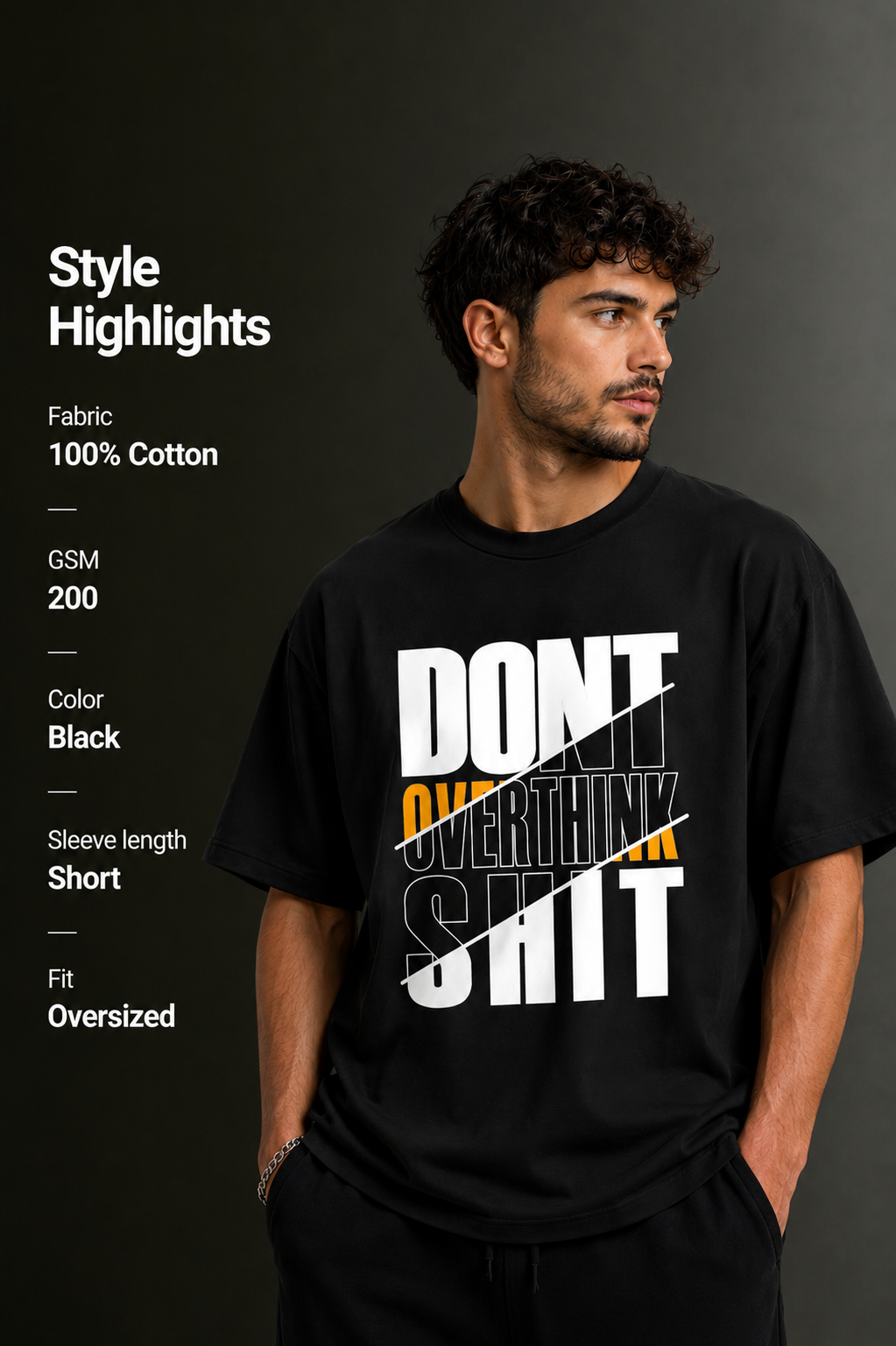 Men's Drop Shoulder Front Printed T-Shirt | Graphic Tee | OUTPUFF