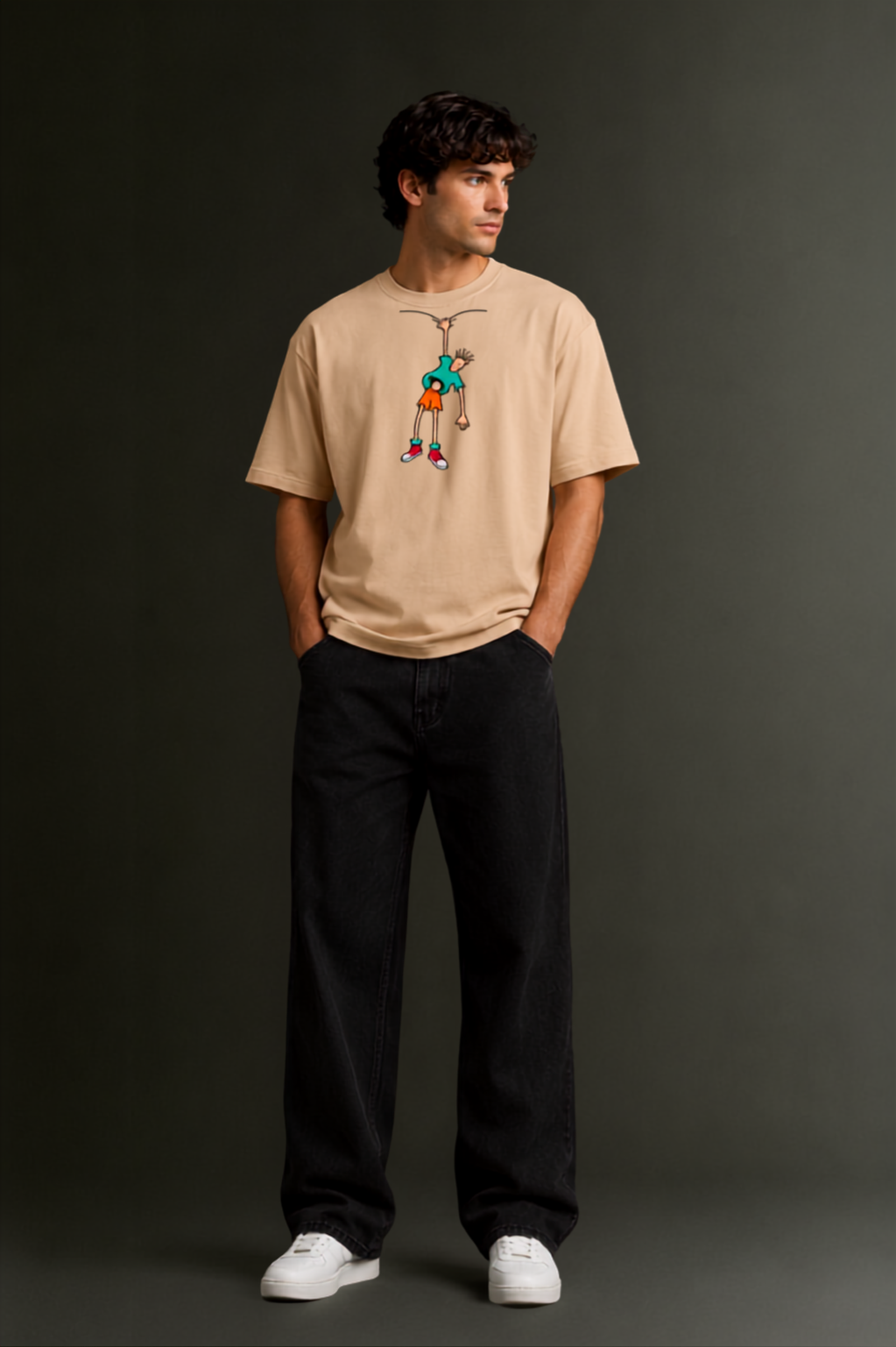 Men's Drop Shoulder Front Printed T-Shirt | Graphic Tee | OUTPUFF