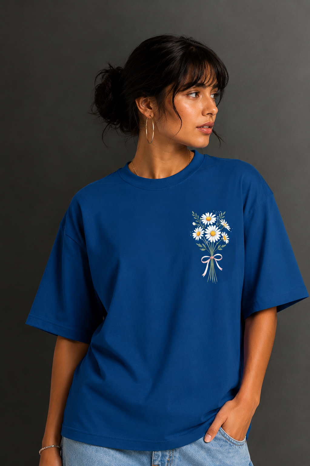 Women's Front & Back Printed Drop Shoulder T-Shirt | OUTPUFF