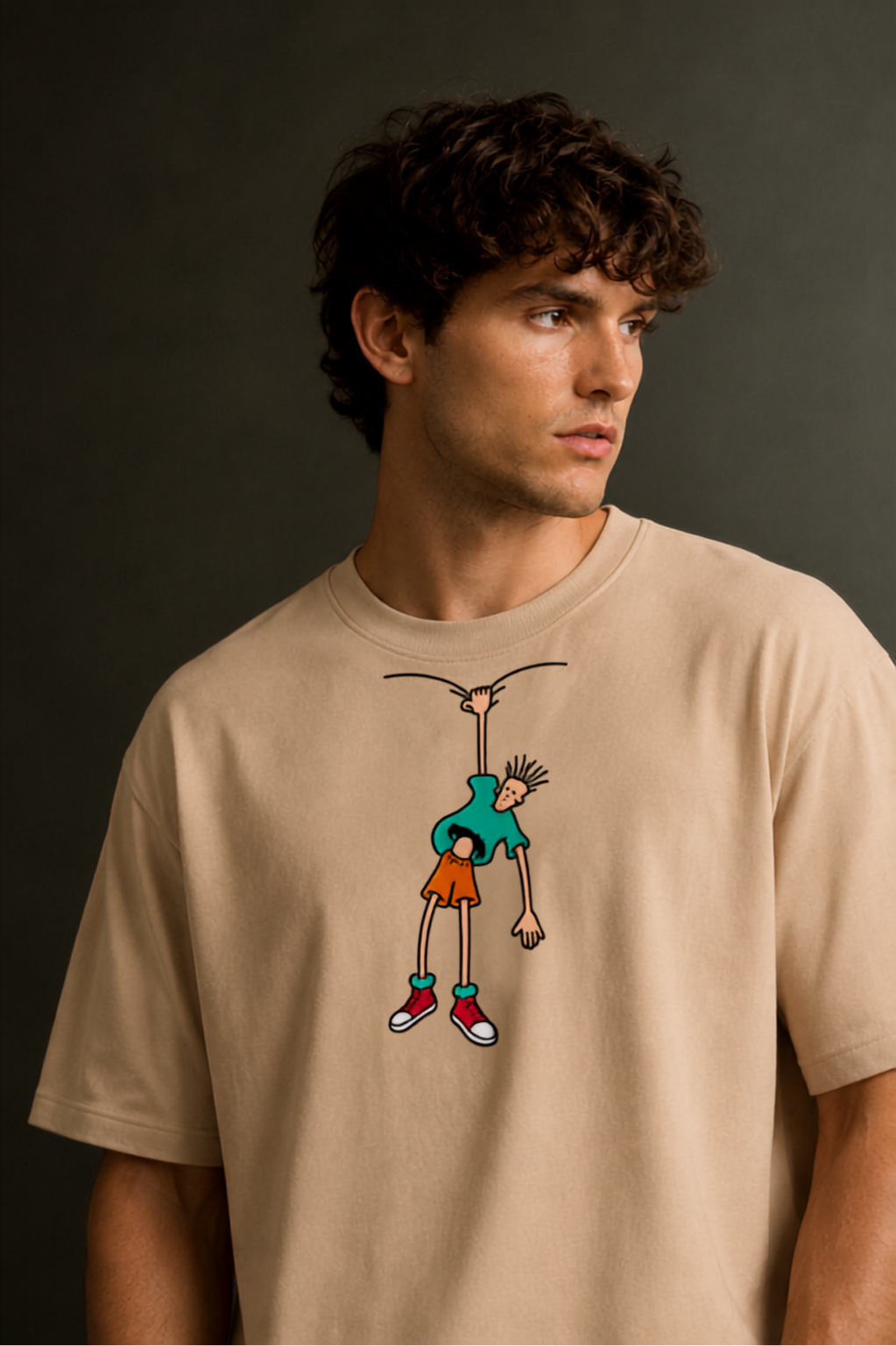 Men's Drop Shoulder Front Printed T-Shirt | Graphic Tee | OUTPUFF
