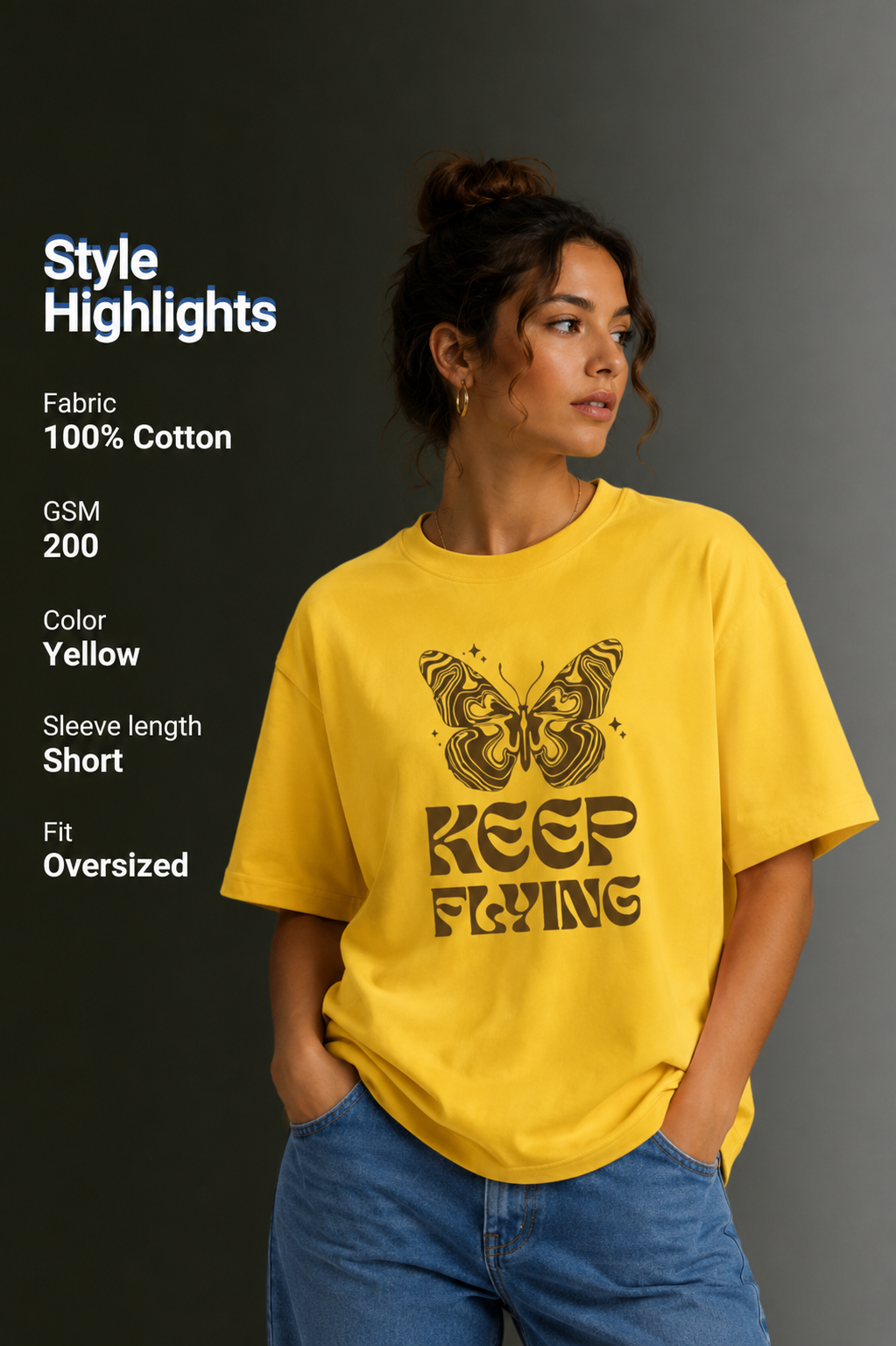 Women Drop Shoulder Front Printed T-Shirt | OUTPUFF