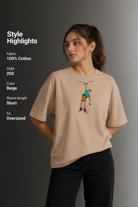 Women Drop Shoulder Front Printed T-Shirt | OUTPUFF