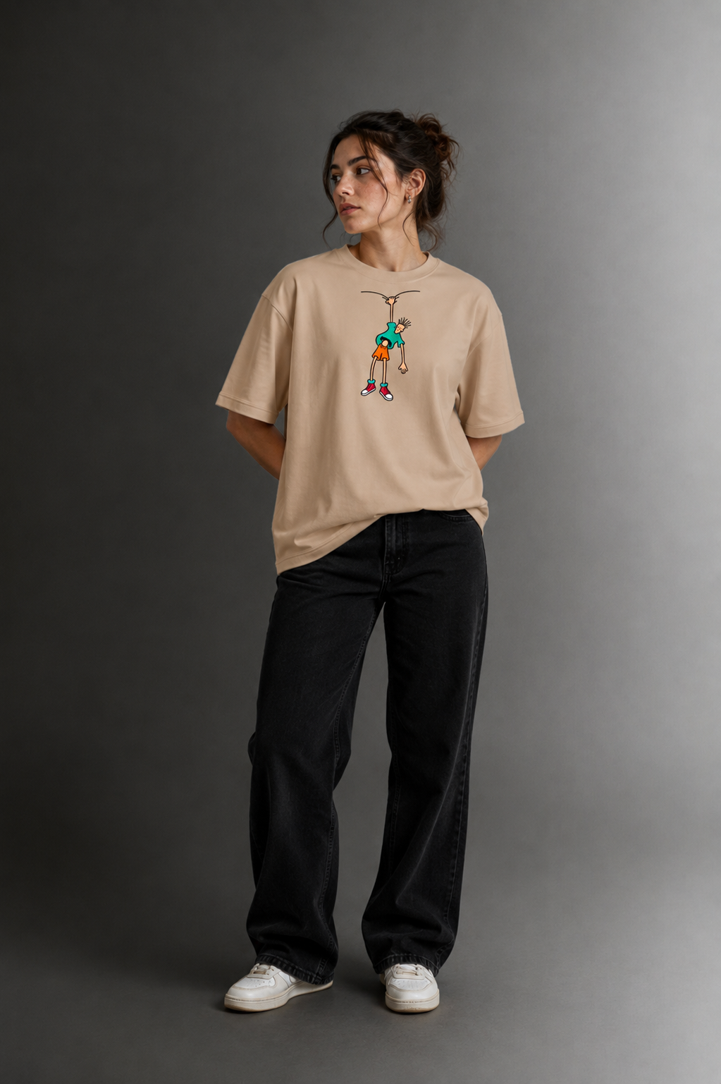 Women Drop Shoulder Front Printed T-Shirt | OUTPUFF