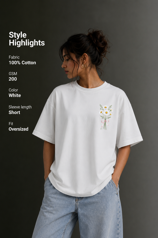 Women's Front & Back Printed Drop Shoulder T-Shirt | OUTPUFF