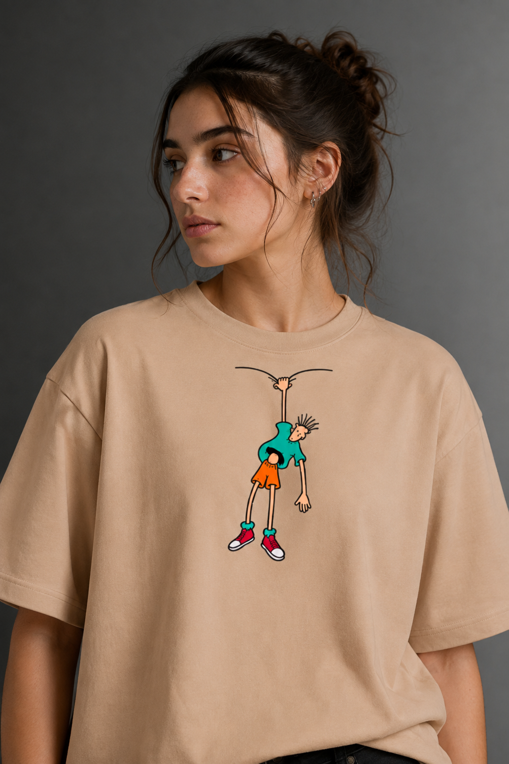 Women Drop Shoulder Front Printed T-Shirt | OUTPUFF
