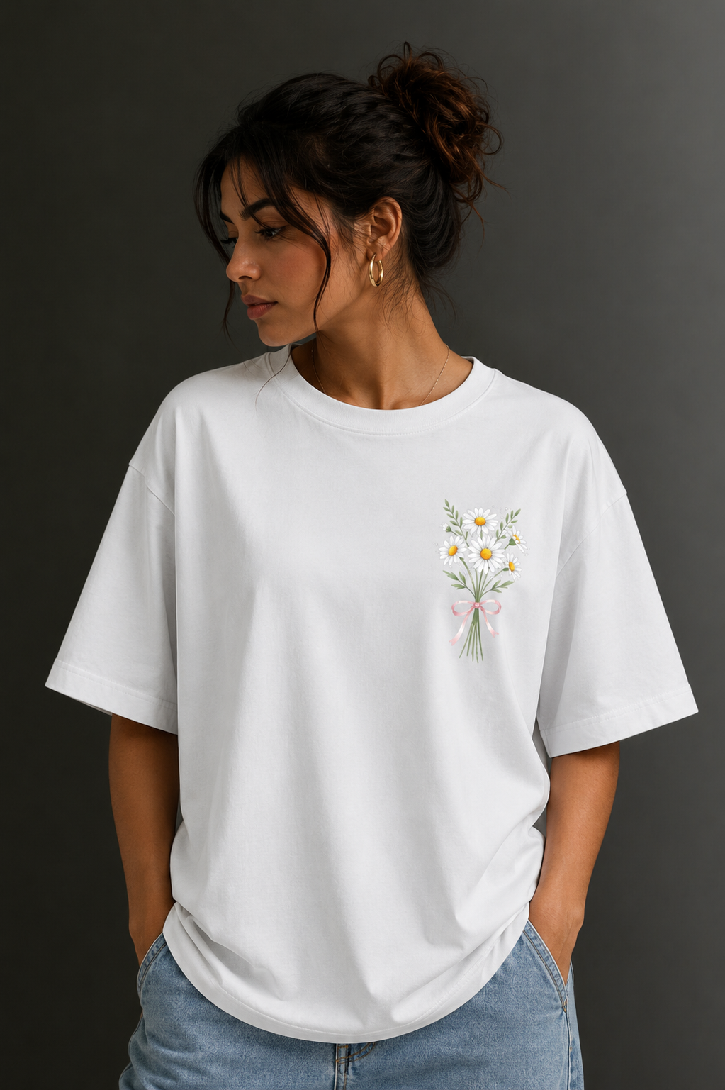 Women's Front & Back Printed Drop Shoulder T-Shirt | OUTPUFF