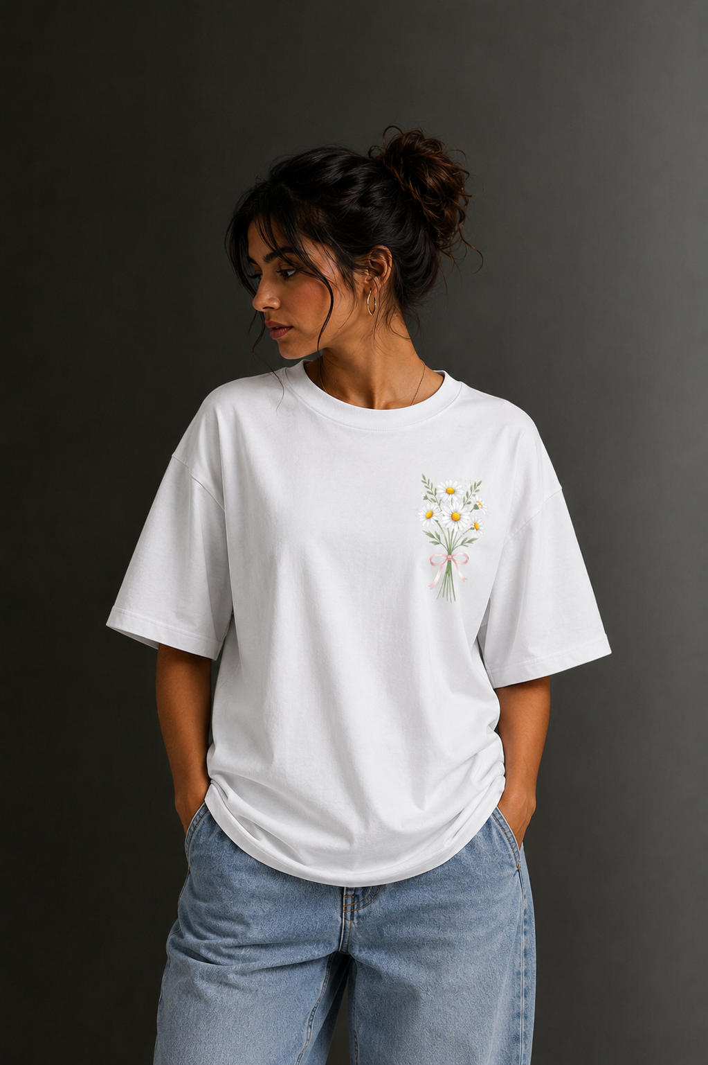 Women's Front & Back Printed Drop Shoulder T-Shirt | OUTPUFF