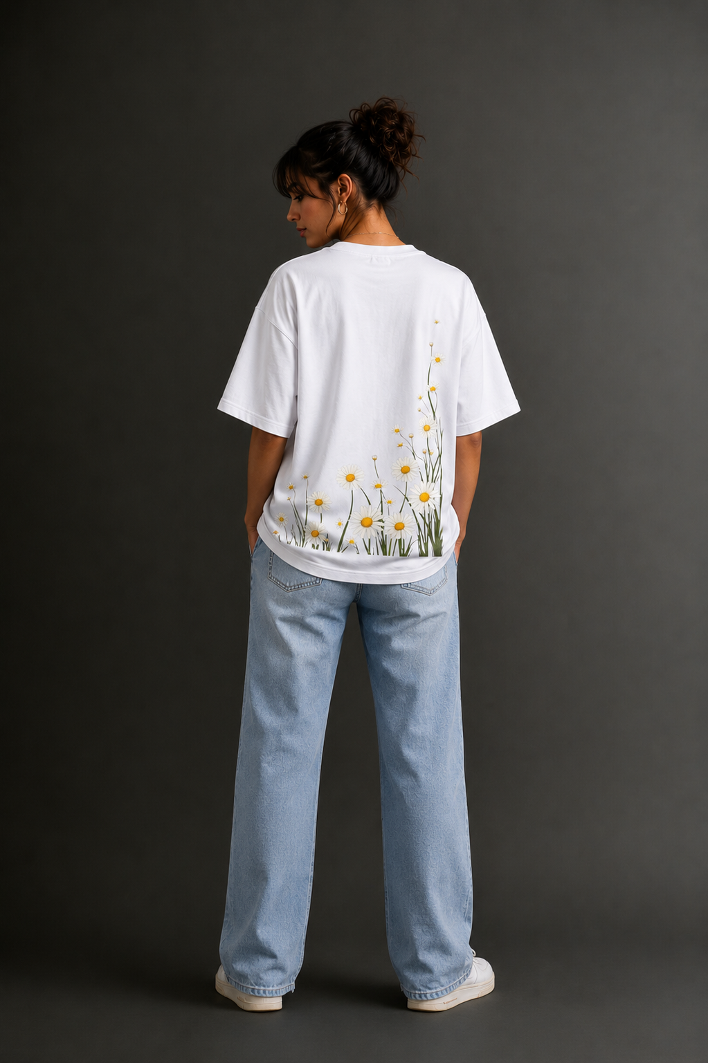 Women's Front & Back Printed Drop Shoulder T-Shirt | OUTPUFF