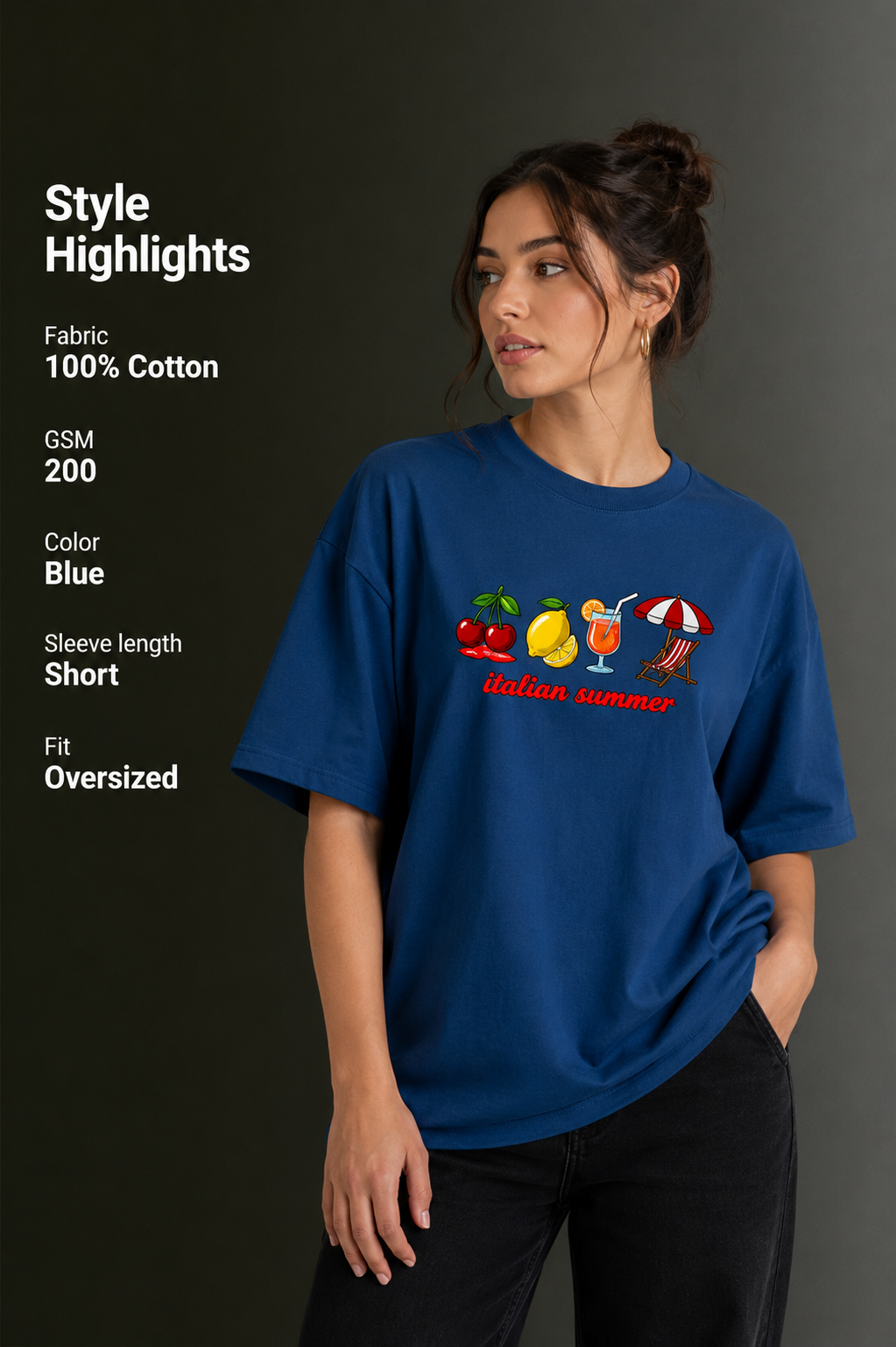 Women Drop Shoulder Front Printed T-Shirt | OUTPUFF