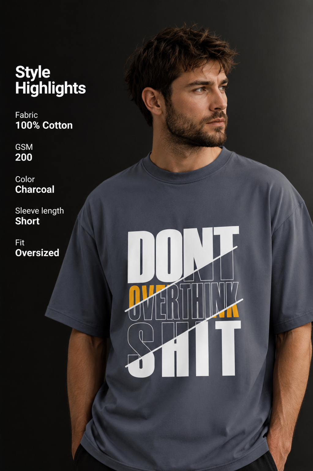 Men's Drop Shoulder Front Printed T-Shirt | Graphic Tee | OUTPUFF