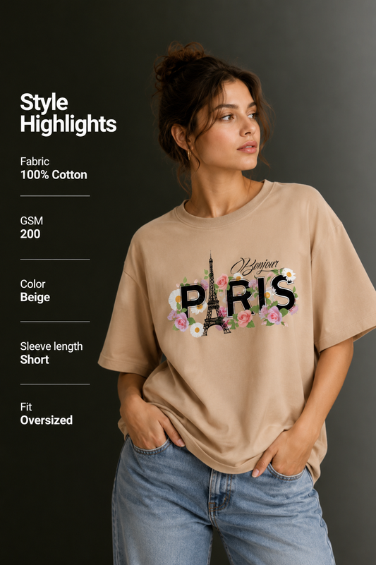 Women Drop Shoulder Front Printed T-Shirt | OUTPUFF