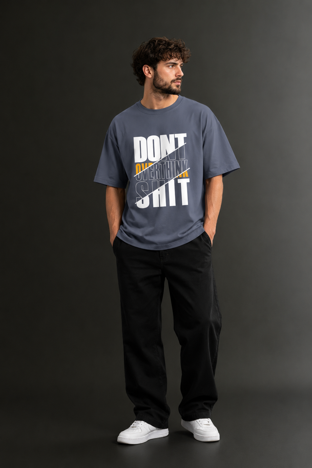 Men's Drop Shoulder Front Printed T-Shirt | Graphic Tee | OUTPUFF