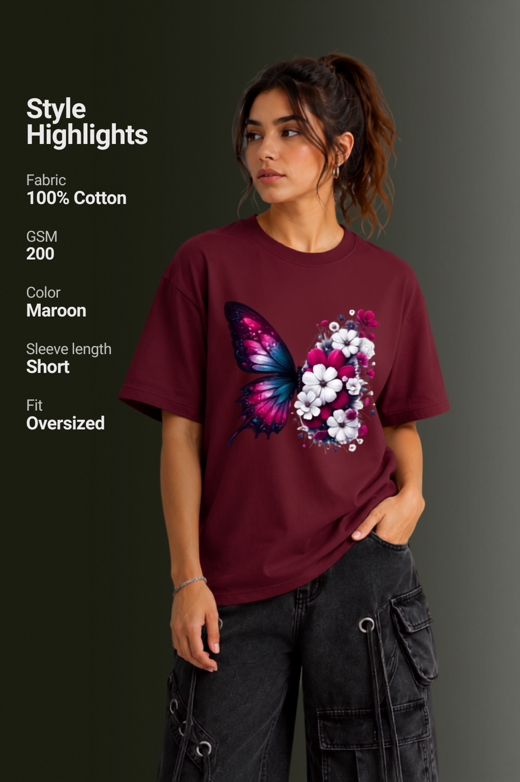 Women Drop Shoulder Front Printed T-Shirt | OUTPUFF