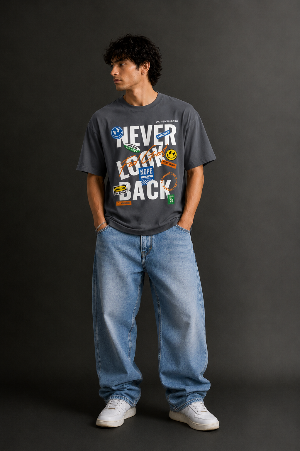 Men's Drop Shoulder Front Printed T-Shirt | Graphic Tee | OUTPUFF