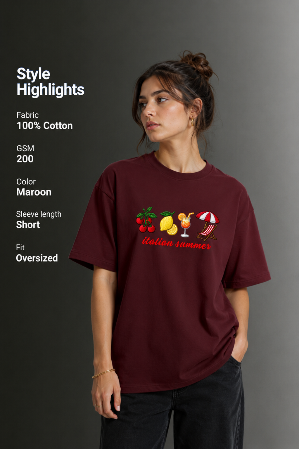 Women Drop Shoulder Front Printed T-Shirt | OUTPUFF