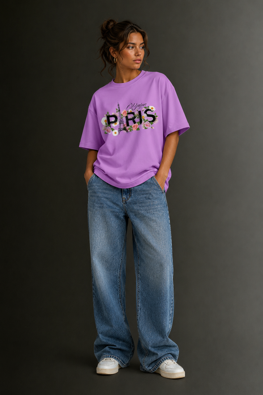 Women Drop Shoulder Front Printed T-Shirt | OUTPUFF