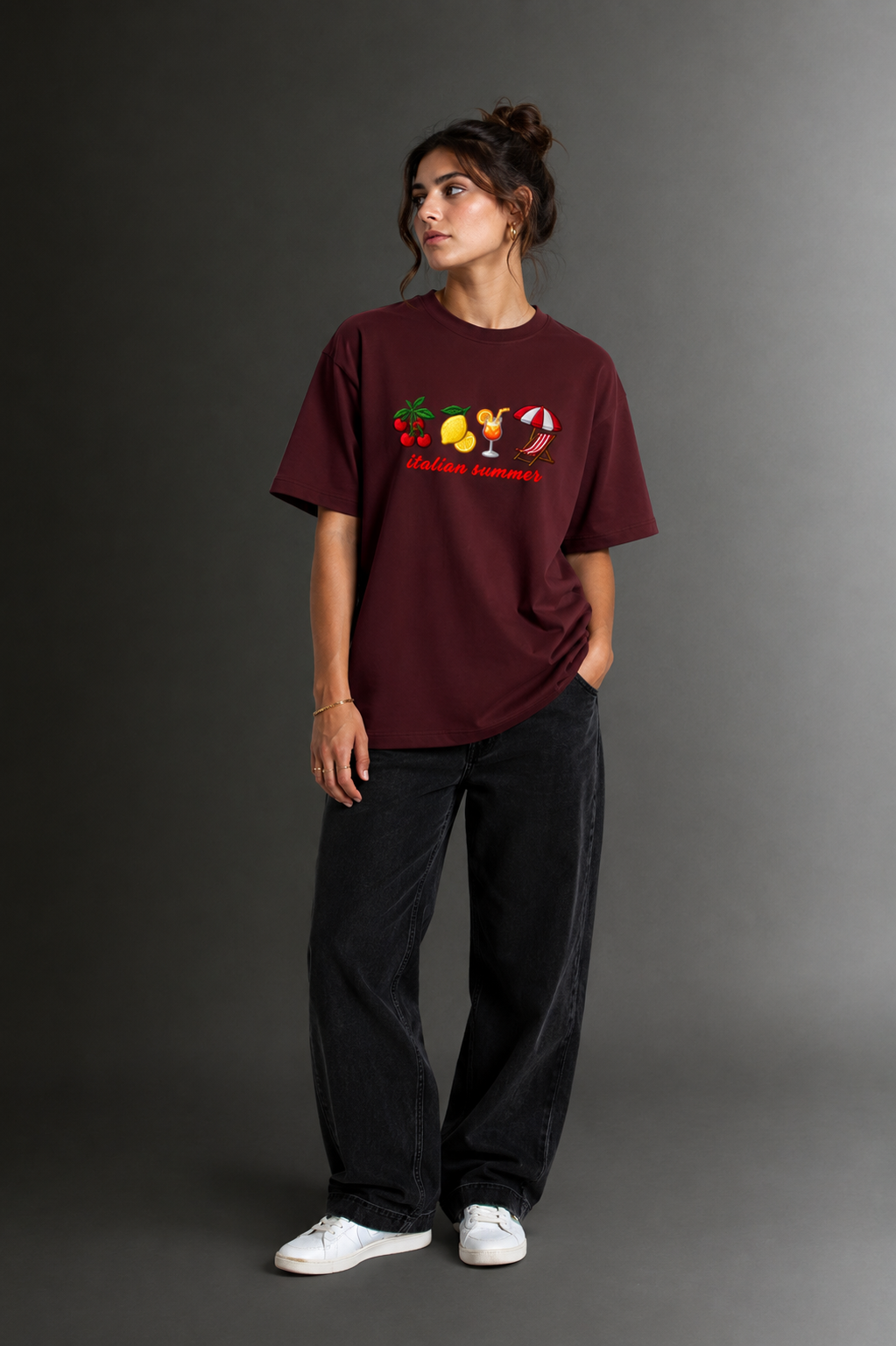 Women Drop Shoulder Front Printed T-Shirt | OUTPUFF