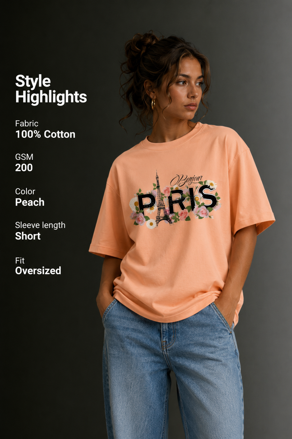 Women Drop Shoulder Front Printed T-Shirt | OUTPUFF