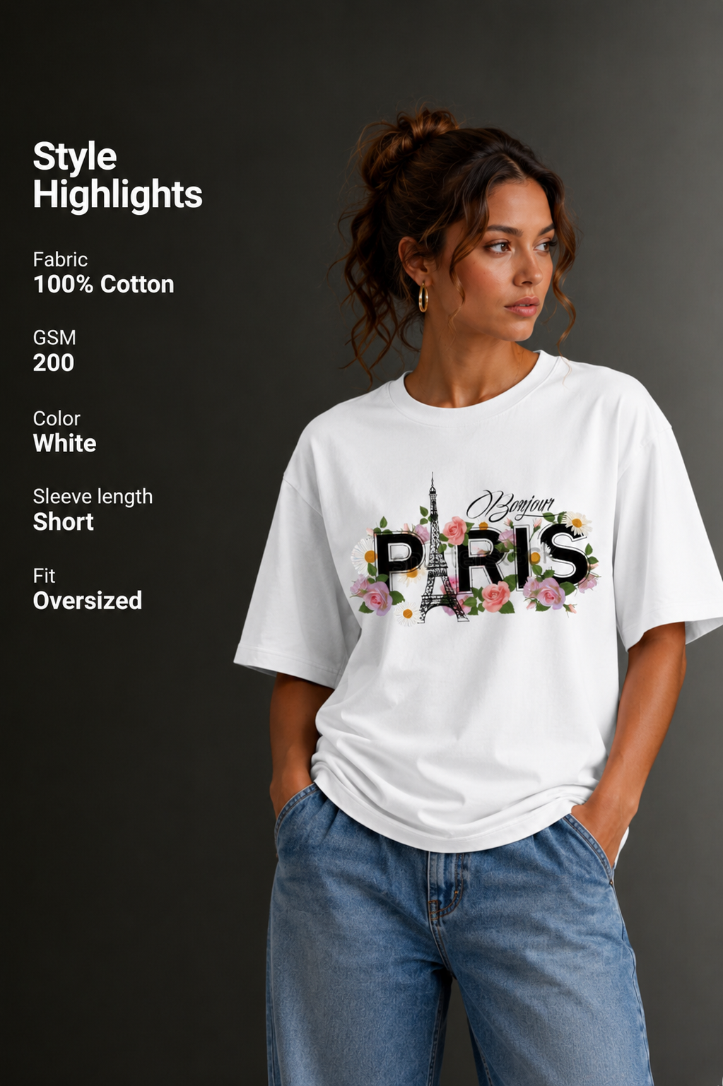 Women Drop Shoulder Front Printed T-Shirt | OUTPUFF
