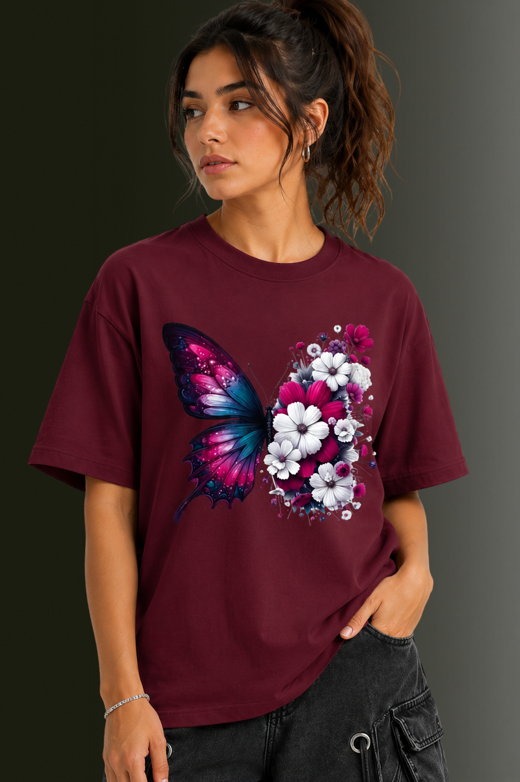Women Drop Shoulder Front Printed T-Shirt | OUTPUFF
