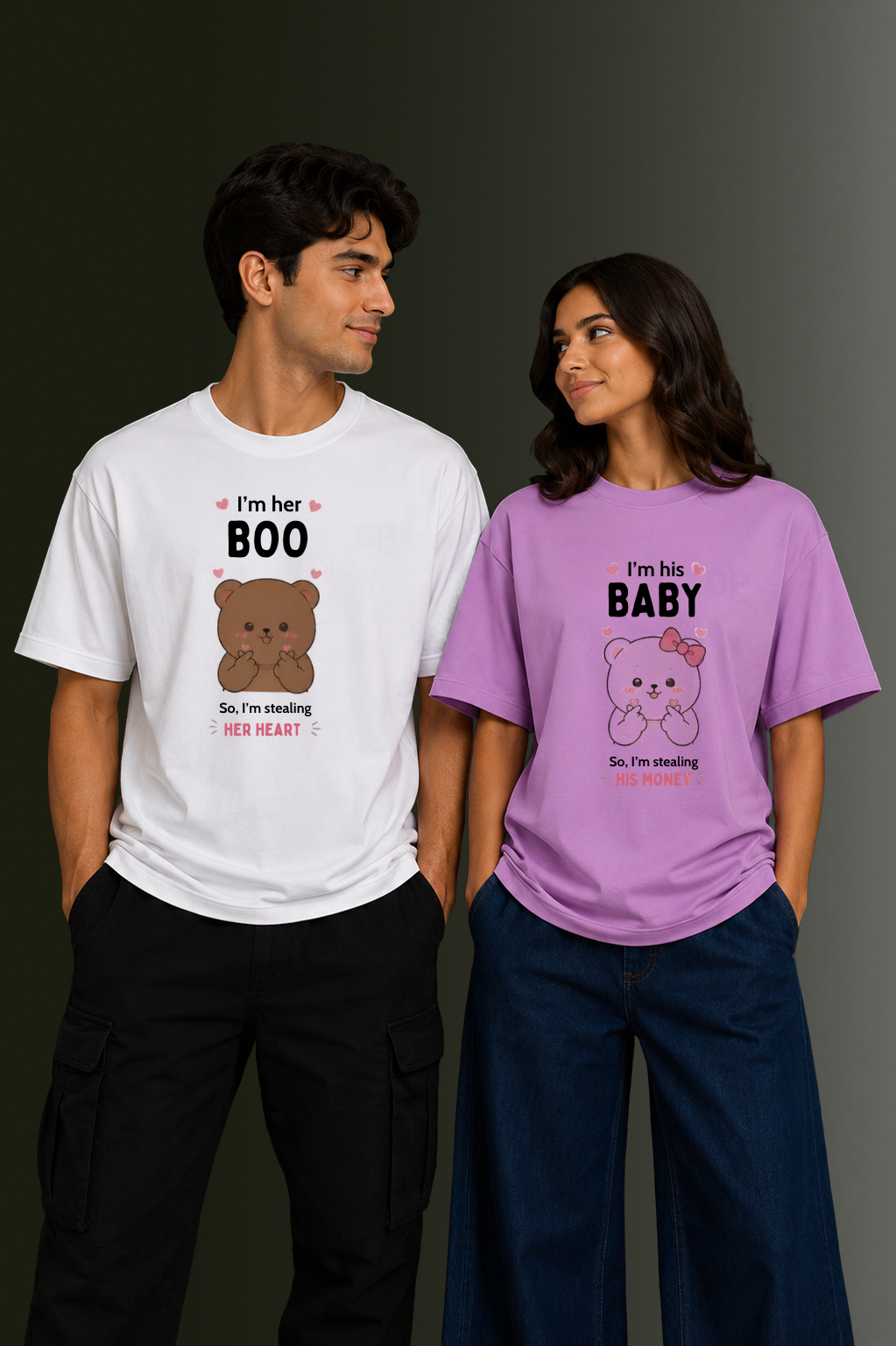 Matching Couple Printed T-Shirts | OUTPUFF