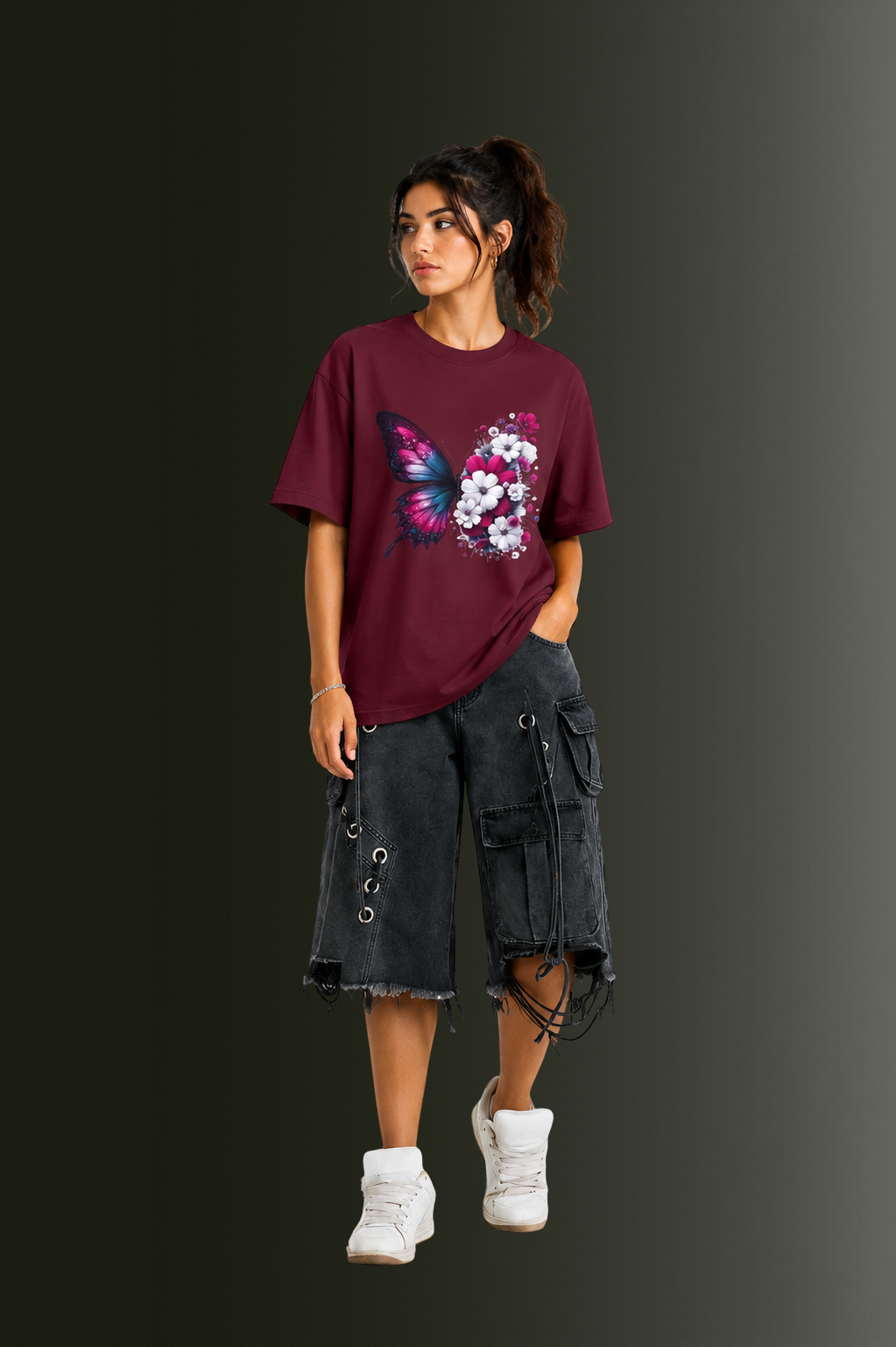 Women Drop Shoulder Front Printed T-Shirt | OUTPUFF